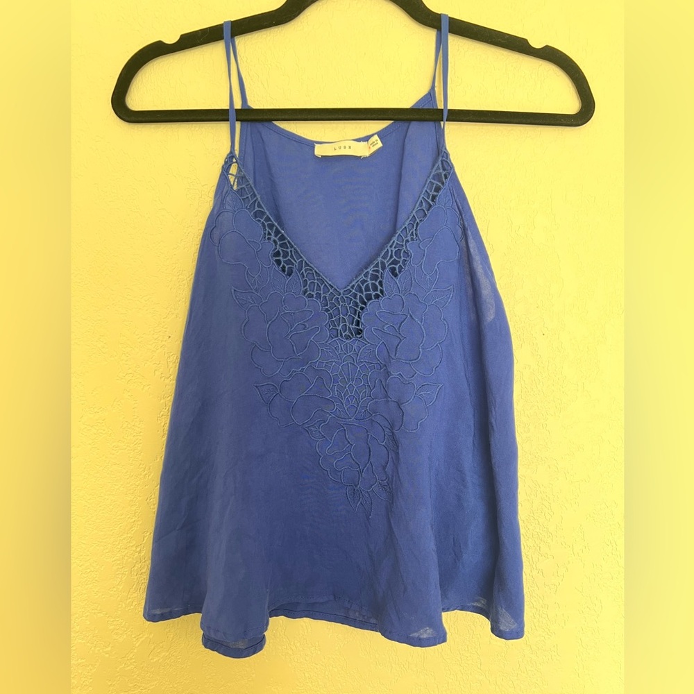 Lush Royal Blue Camisole with Lace‎ Accents